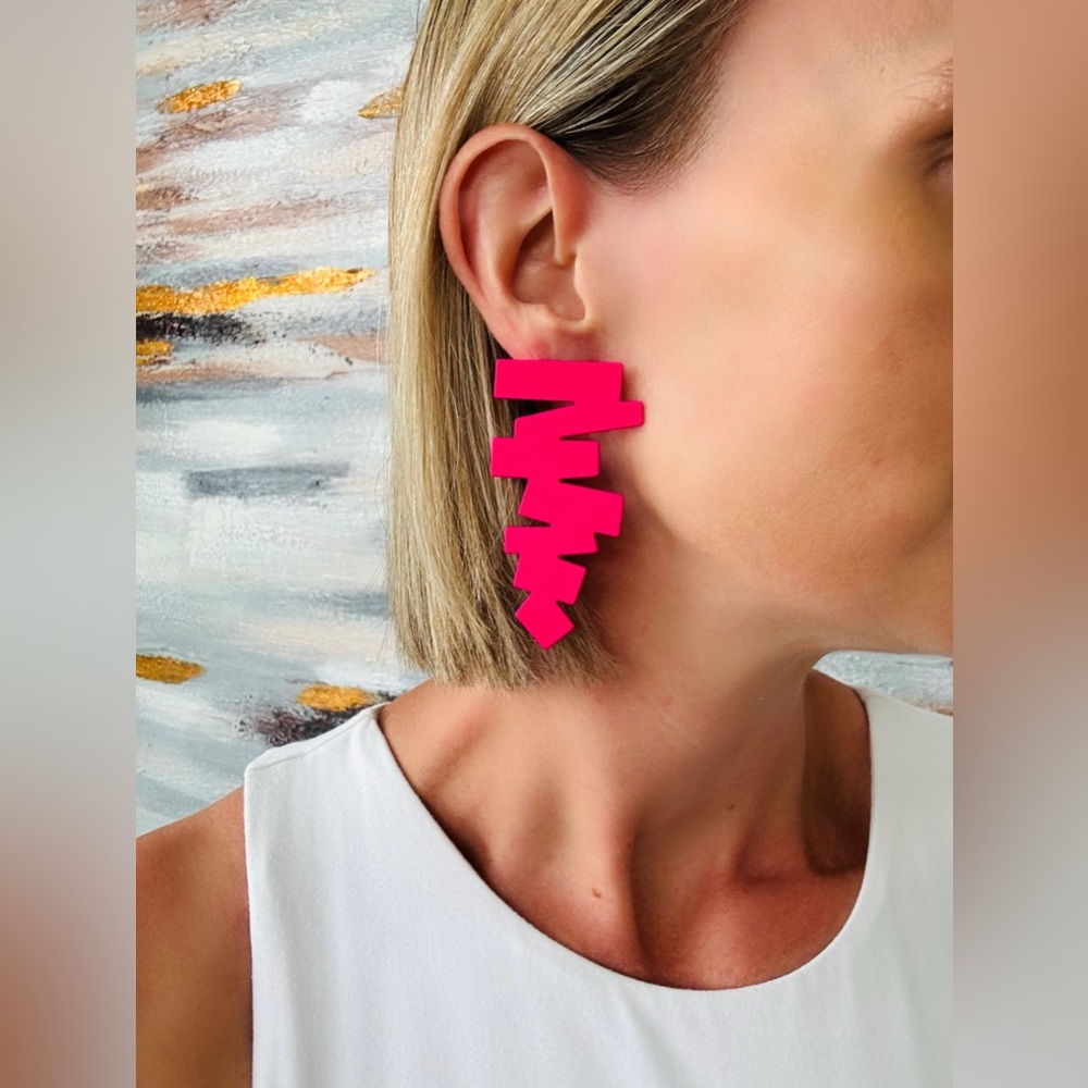 Bold Pink 80’s Inspired Earrings